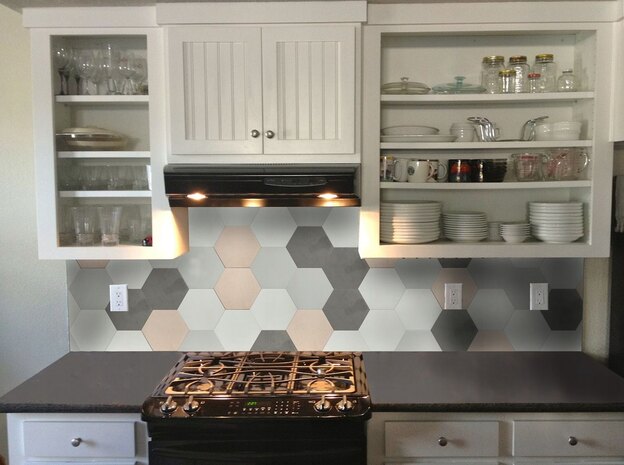 سنگ آهک روی کابینت آشپزخانه