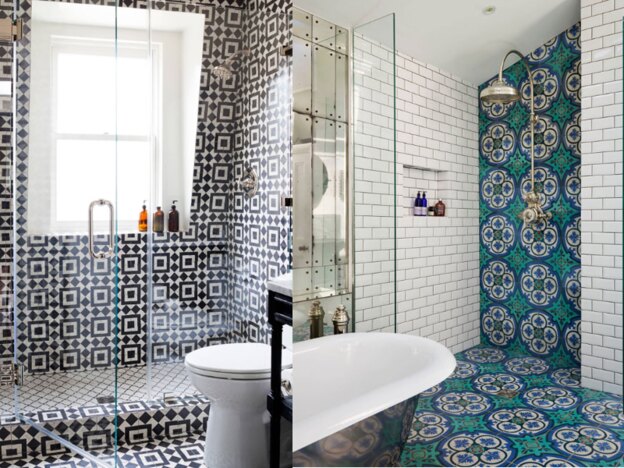 طرح کاشی کاری سرویس بهداشتی ۳